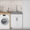 Hennessy - Deluxe Laundry Cabinet & Faucet And Stainless Steel Sink - White - Image 8