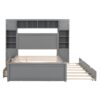 Full Size Bed With All In One Cabinet, Shelf And Sockets, Twin Size Trundle - Gray - Image 5