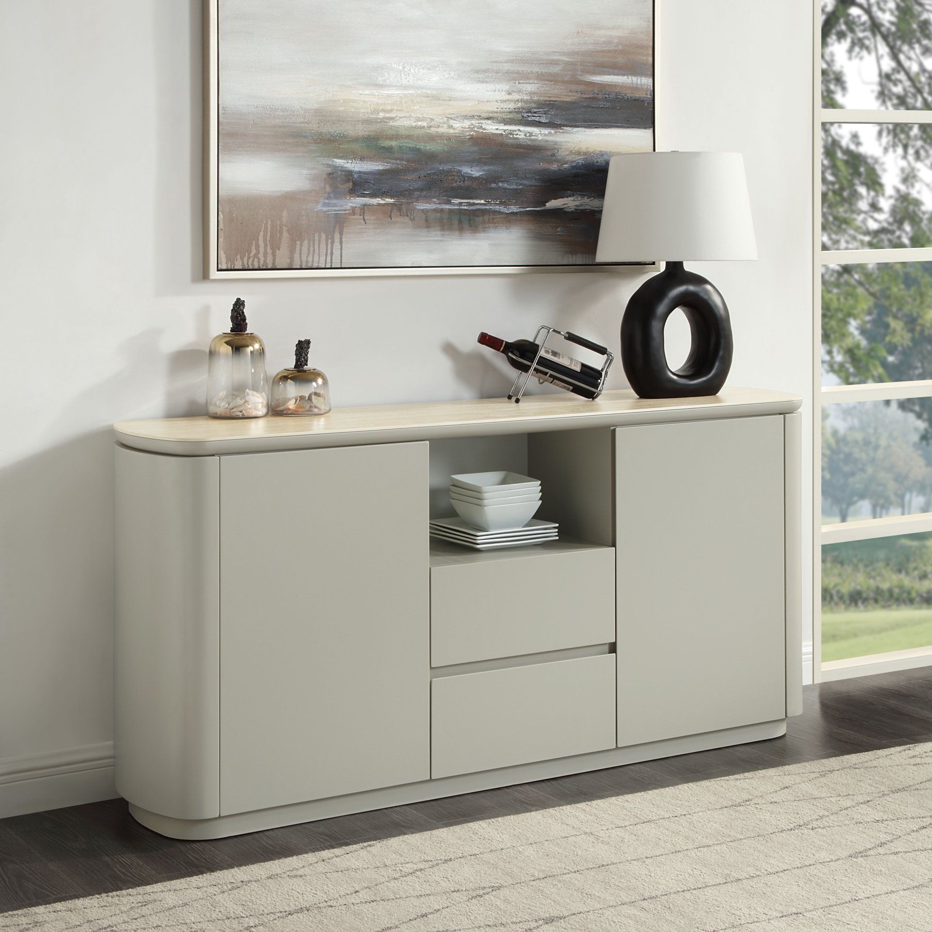 Ingram - Ceramic Top Server - Light Gray - Image 2
