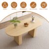 Oval Dining Table For 6 People With Wood Strip Base - Burly Wood - Image 12