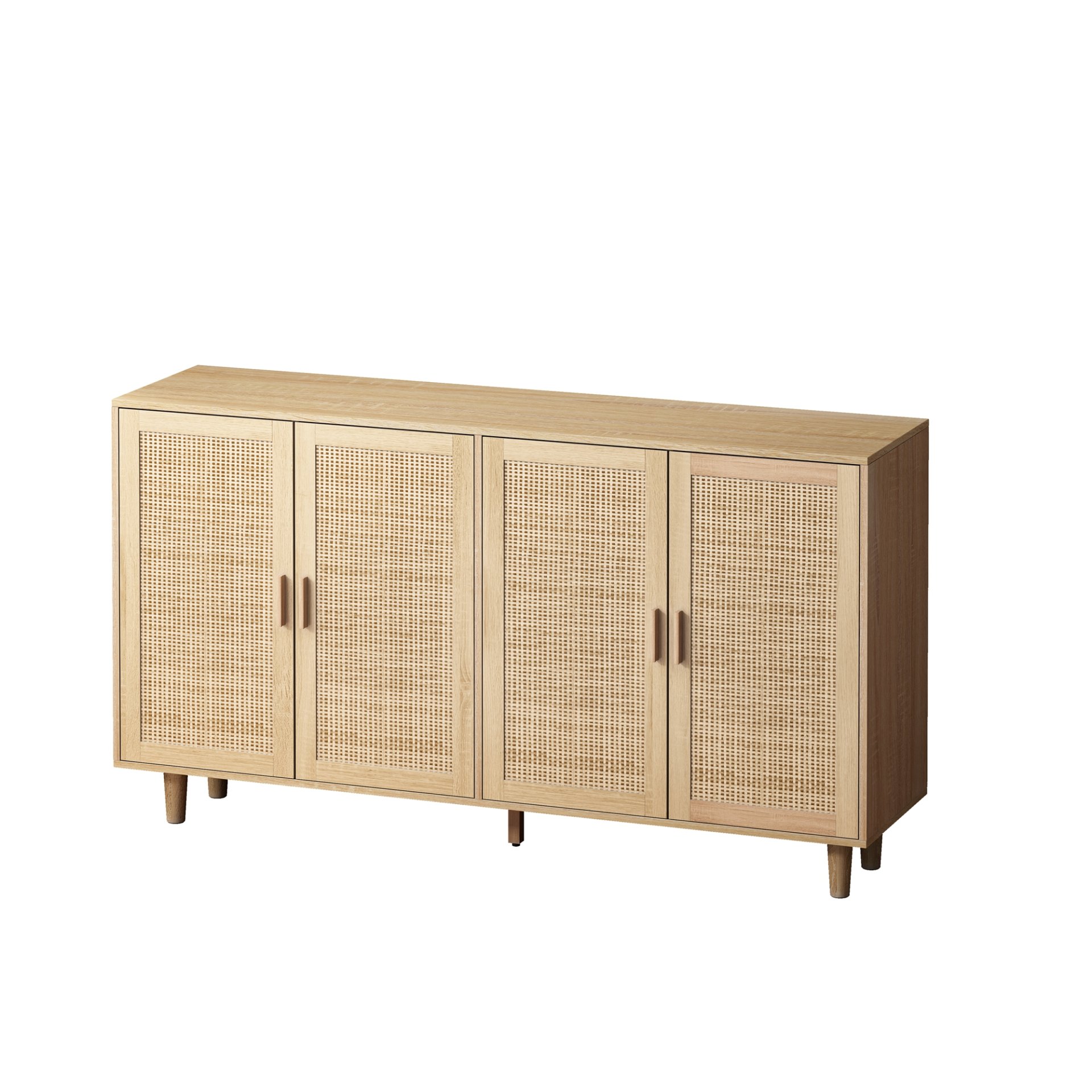 Elegant And Functional Rattan Decorative Storage Cabinet With 4 Doors - Natural - Image 7