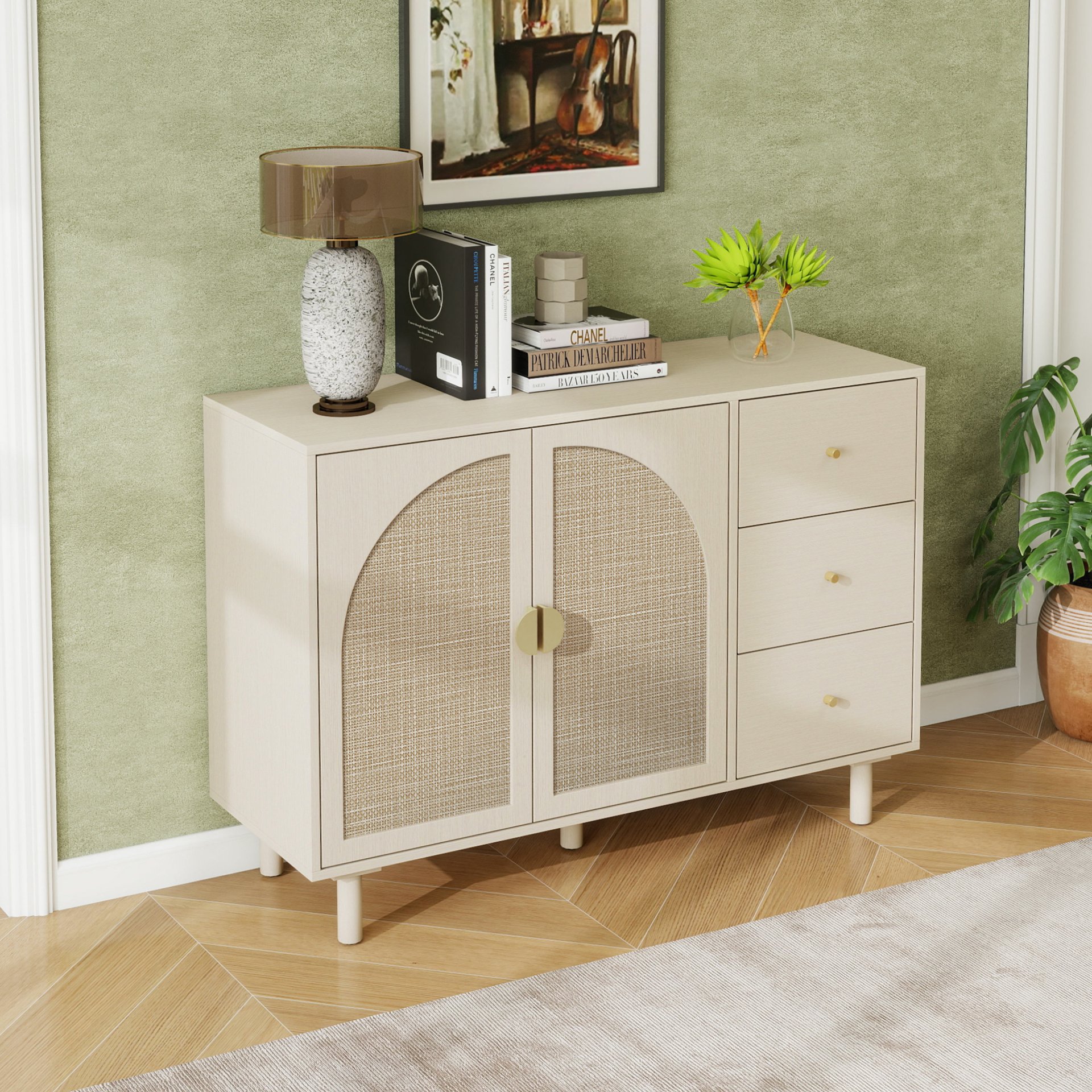 2 Door 3 Drawer Cabinet, Suitable For Bedroom - Natural - Image 5