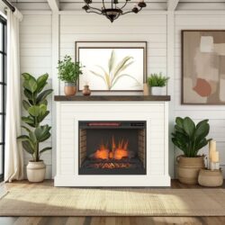 Washington - Fireplace With Mantel - Jasmine Whitewash / Barnwood