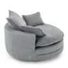 360° Swivel Sofa Chair Accent Barrel Chair With Dual Layer Cushion And 3 Removable Pillows, Corduroy - Gray - Image 13