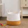 Francis Cotton Round Laundry And Storage Basket - Orange / White - Image 2