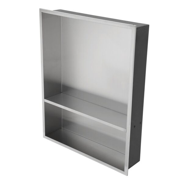 21" X 17" Stainless Steel Shower Niche Double Shelf - Brushed Nickel