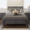 Albany - Full Bed Frame With Headboard, Heavy Duty Modern Rustic Design - Gray - Image 3