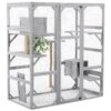 Outdoor Cat House, Diy Cat Enclosure Catio With Double Enter Doors - Light Gray - Image 13