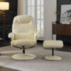Massage Recliner Chair With Ottoman 360° Swivel Reclining Chair With Wrapped Base 5 Point Vibration Massage Seat Heating And 140° Adjustable Backrest - Beige - Image 10