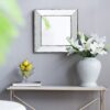 Distressed Square Accent Mirror, Traditional Style Framed Wall Mirror For Living Room, Entryway, Office, Bedroom, Hallway - Silver - Image 4