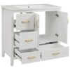 Elegant Freestanding Bathroom Vanity With Sink, Soft Closing Cabinet & Drawers - White - Image 19