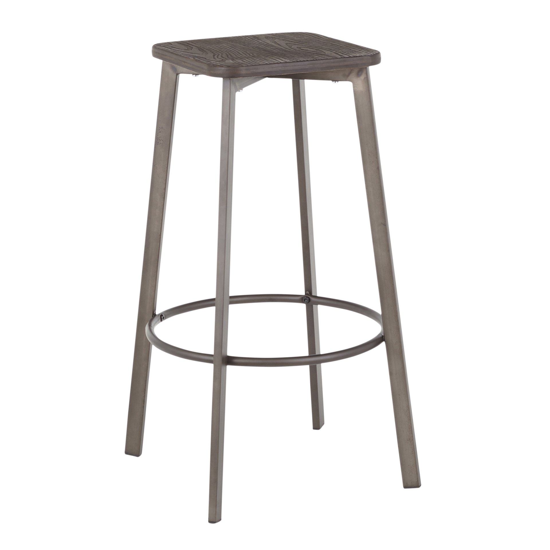 Clara - Industrial Square Barstool (Set of 2) - Espresso - Image 2