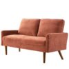 Loveseat Sofa, European Style With Sleek Design, Modern & Vintage Flair, Upholstered 2 Seater Couch - Pumpkin Orange - Image 2