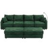 Modern Style 4 Seater Sofa Sectional Sofa Couch With Storage Space, Two Movable Ottomans, Two USB Ports, Two Cup Holders, A Phone Holder For Living Room - Green - Image 22