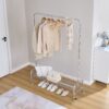Heavy Duty Iron Garment Rack With Basket On Wheels - Silver - Image 2