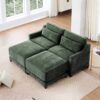 Stylish 2 Seater Sofa With Ottoman And Lumbar Pillows Ergonomic Design - Green - Image 18