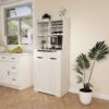 Modern Farmhouse Buffet Cabinet With Hutch Kitchen Storage Sideboard With Drawers & Barn Doors - White - Image 7