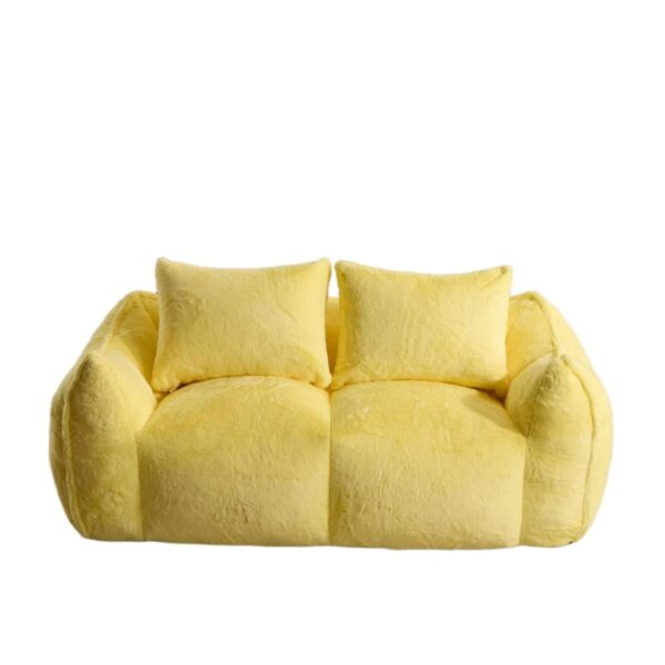 Giant Bean Bag Couch, Ultra Soft Fluffy Loveseat For Living Room Reading Chair With Pillows - Yellow