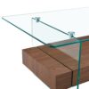 Modern 2 Tier Coffee Table With Drawer Clear Tempered Glass, Multifunctional Storage - Transparent / Wood - Image 12
