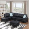Irine - Faux Leather Sectional Sofa With Ottoman - Black - Image 5