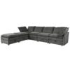 Versatile 6 Piece Modular Sofa Bed With Storage, Stylish Faux Double Layer Cushions, Comfortable & Durable Design, Perfect For Any Living Space - Gray - Image 12