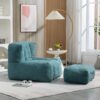 Fluffy Bean Bag Chair, Comfortable Bean Bag For Adults And Children, Super Soft Lazy Sofa Chair With Memory Foam And Ottoman, Indoor Modern Focus Bean Bag Chair For Living Room, Bedroom, Apartment - Green - Image 5