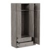 Modern 3 Door Mirror Wardrobe With 2 Drawers And Top Cabinet - Gray - Image 4