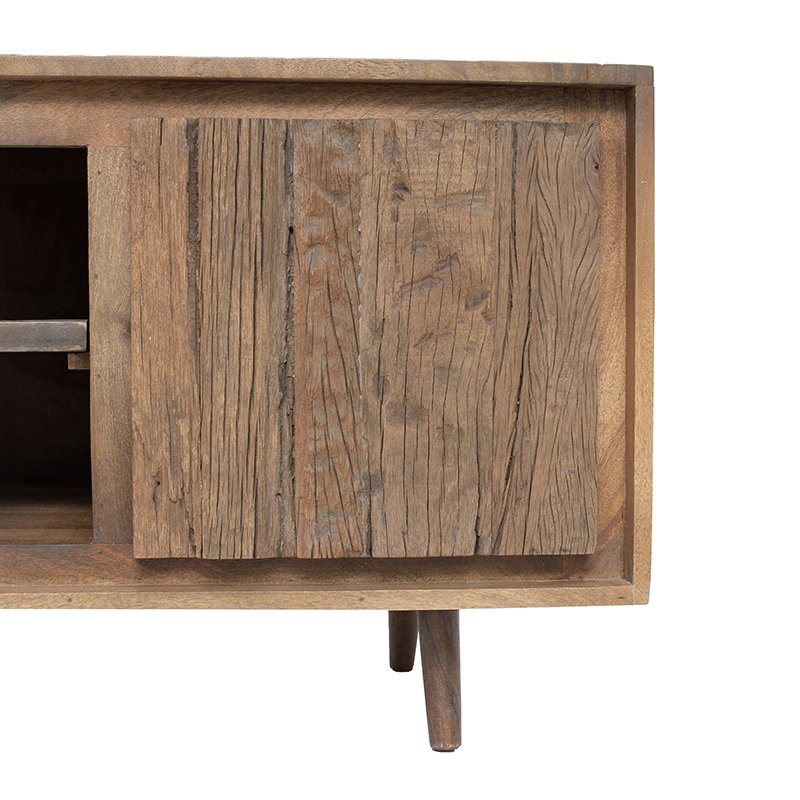 TV Cabinet With Recycle Wood 2 Door - Brown - Image 6