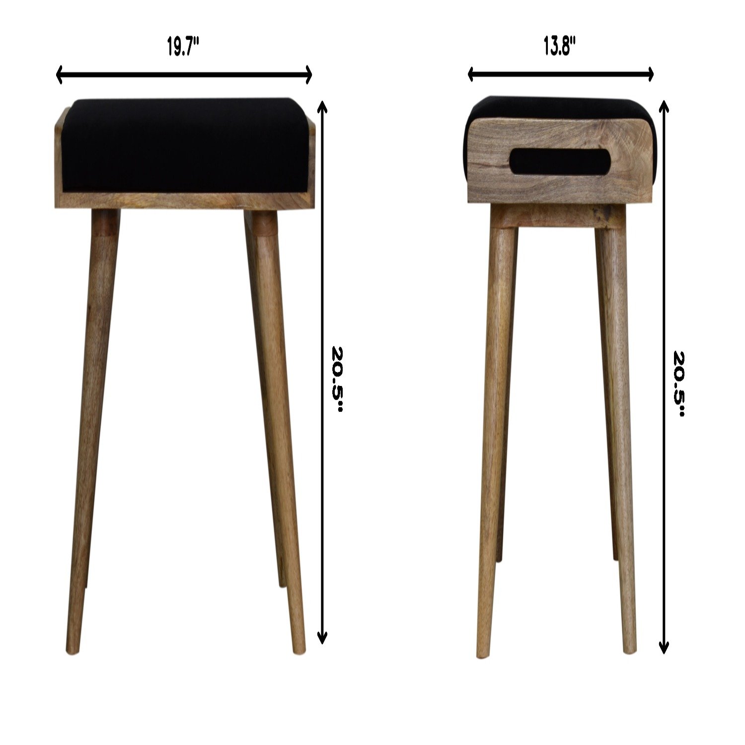 Velvet Tray Style Footstool - Black - Image 3