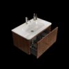 Etna - Striped Bathroom Vanity With Ceramic Sink, Wall Mounted Floating Bathroom Vanity For Modern Bathroom - White - Image 5