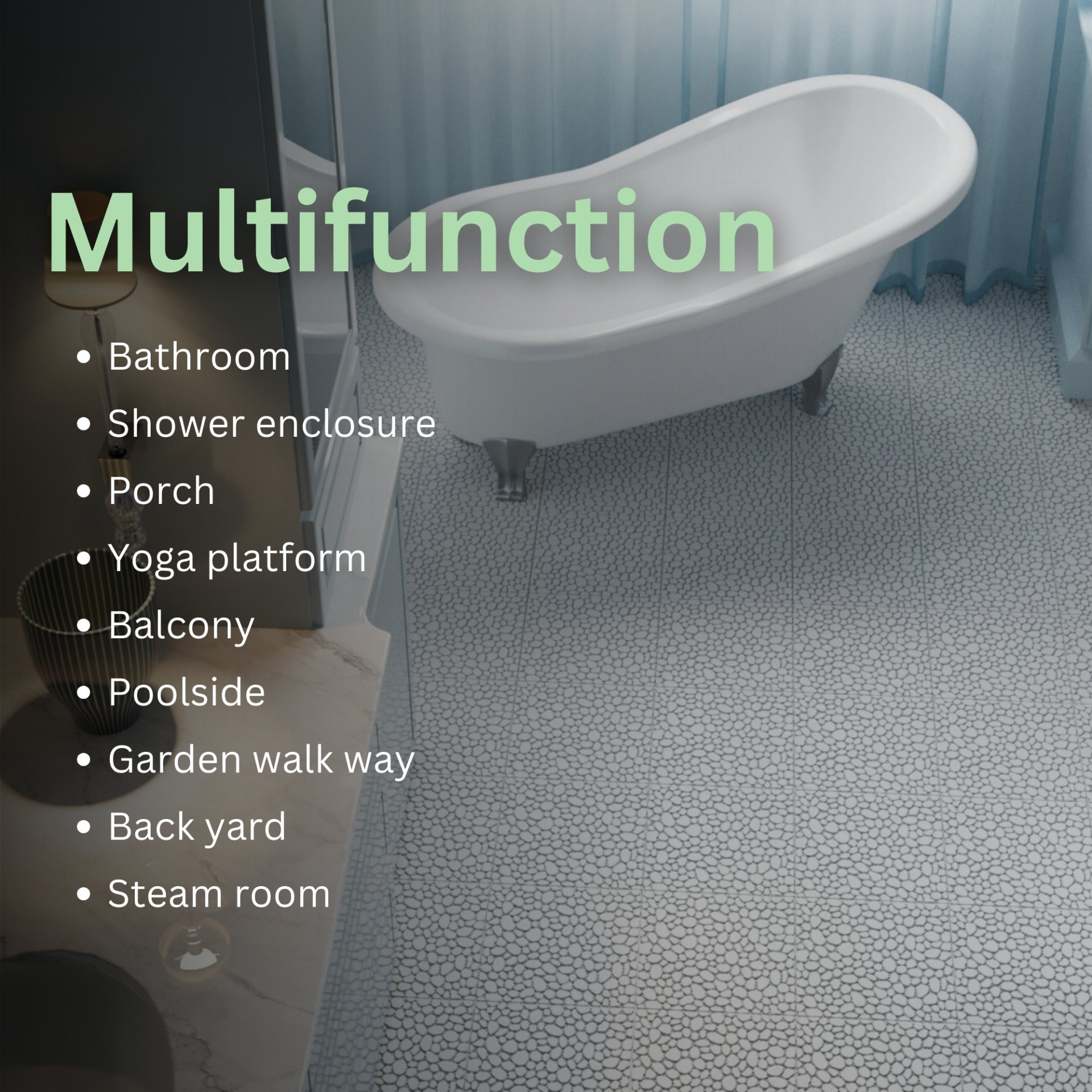 Interlocking Deck Tiles Plastic Waterproof Outdoor All Weather Anti-Slip Bathroom Shower Balcony Porch Strong Weight Capacity Upto 440 Lbs, Pebble Stone Pattern Pack Of 12 - Gray - Image 7