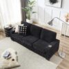 Modern Sofa 3 Seater Compressed Couch With Cup Holders - Black - Image 5