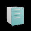 Simple Style 3 Drawer Mobile File Cabinet Under Desk Office Storage - White / Green - Image 11