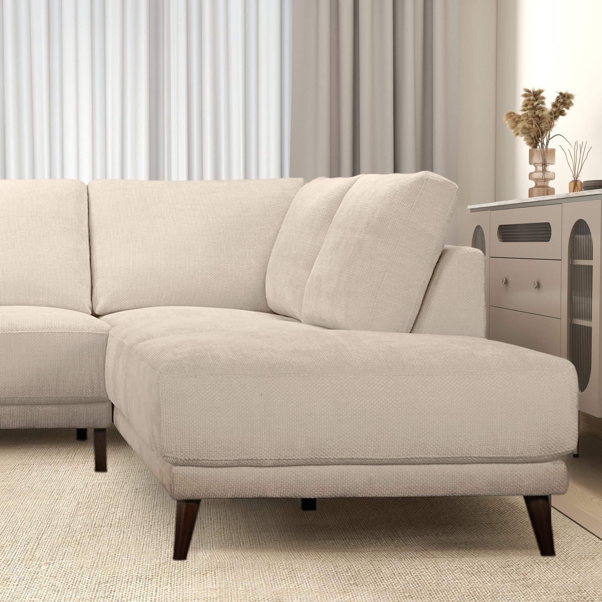 Amara - Right Sectional Sofa - Cream - Image 4