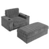 Oversized Chaise Lounge Indoor Rabbit Fur Sofa Bed With Storage Ottoman And Armrests Cup Holders With Deep Seat - Gray - Image 13