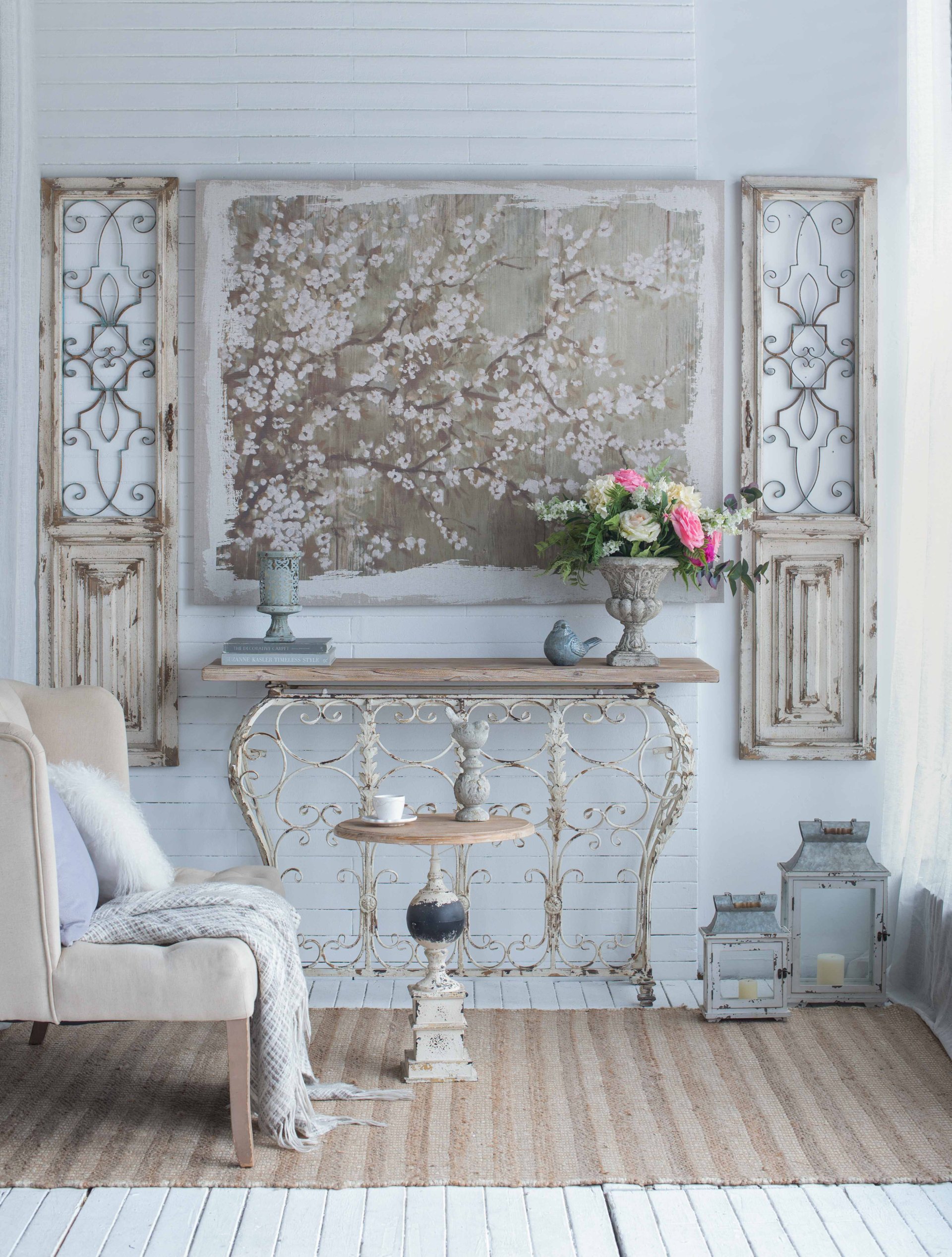 Large Cherry Blossom Canvas Art Print, Home Decor Accent Piece - Gray / White Matte - Image 4