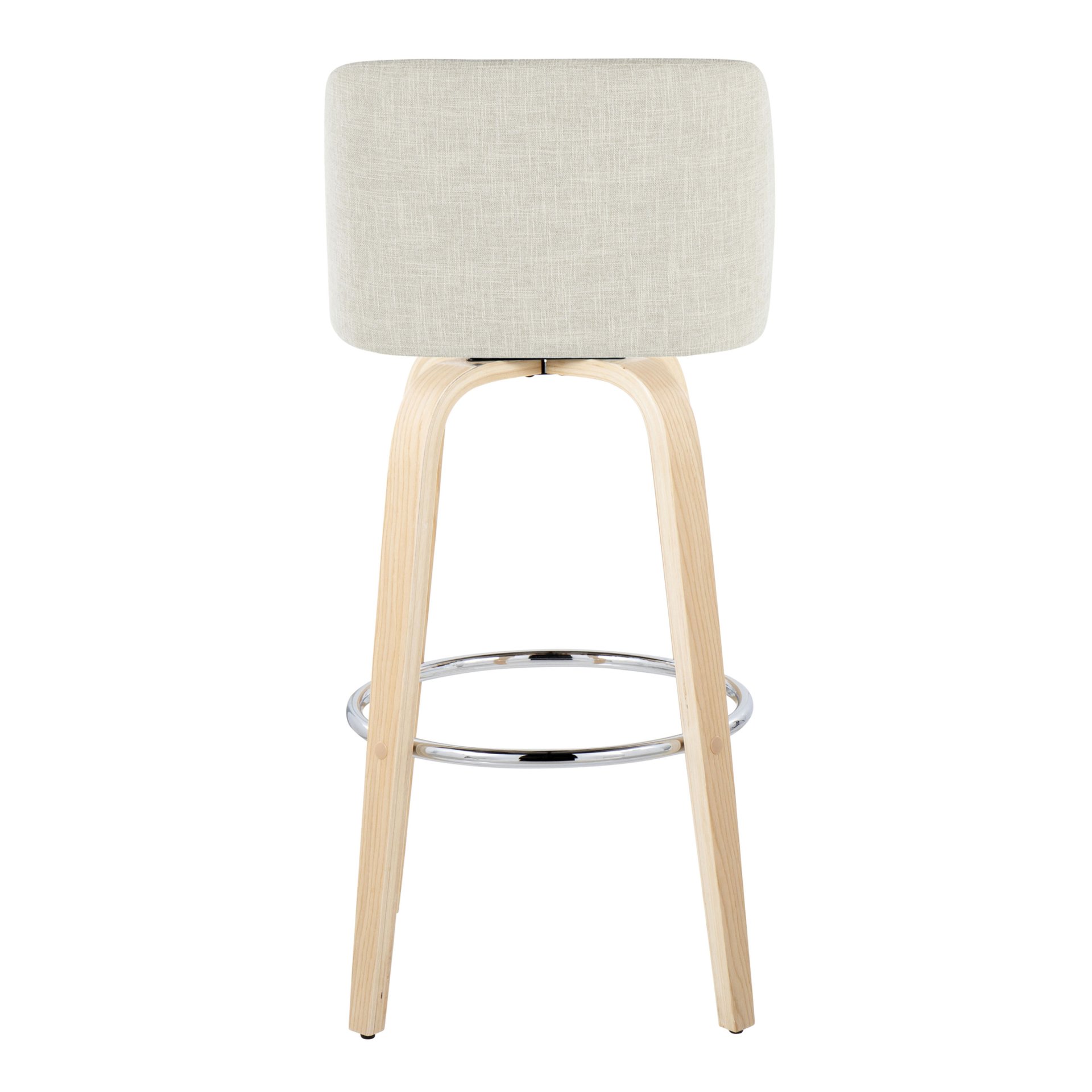 Toriano - Contemporary Fixed Height Barstool Swivel With Round Footrest (Set of 2) - Natural / Cream - Image 5