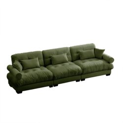 Modern Extra Large 3 Seat Sofa With Cloud Like Comfort - Olive Green