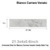 Engineered Marble Stone Bathroom Sink Side Splash - Bianco Carrara Wenato - Image 5