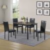 5 Piece Dinning Set With Faux Marble Top, Table & 4 Chairs - Black - Image 2