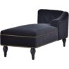 Velvet Chaise Lounge, Button Tufted Right Arm Facing Lounge Chair With Nailhead Trim For Living Room - Black - Image 5