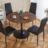 Tulip Table Mid-Century Dining Table For 4 - 6 People With Round MDF Table Top, Pedestal Dining Table, End Table Leisure Coffee Table - Walnut - Image 5