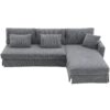Modern L-Shaped Corduroy Sofa With Reversible Chaise, 4 Seat Upholstered Sectional Indoor Furniture, Convertible Sleeper Couch With Pillows - Gray - Image 2