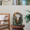 Decorative Two Tiered Water Fountain With Woodland Animal Design, Outdoor Fountain With Light And Pump - Dark Gray - Image 6