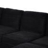 Upholstered U Shaped Sectional Sofa With Movable Ottoman And Side Storage Pockets - Black - Image 18