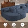 Upholstered Sofa Free Combined Sofa Couch With 2 Chaise Lounge And 5 Back Pillows For Living Room - Blue - Image 7