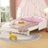Twin Extending Daybed With LED Lights, Modern Upholstered Princess Daybed With Crown Headboard - White - Image 4