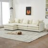 Modular Comfortable Cloud Sofa Ottoman Style Combination Chenille Sofa With Deep Seat Cushions - White - Image 5