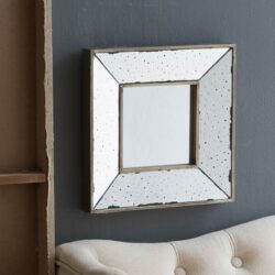 Distressed Square Accent Mirror, Wall Mirror For Living Room, Entryway, Office, Bedroom, Hallway - Silver