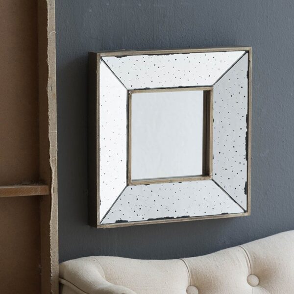 Distressed Square Accent Mirror, Wall Mirror For Living Room, Entryway, Office, Bedroom, Hallway - Silver